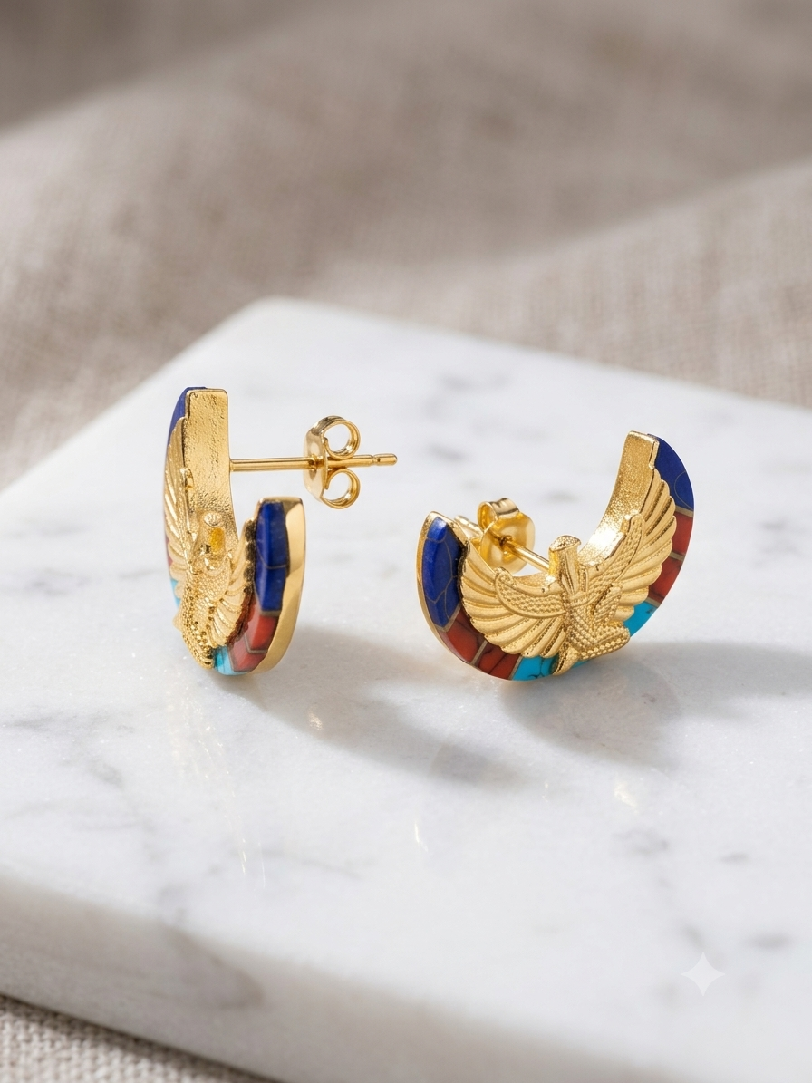 Boucles d’Oreilles Horus — Éclat du Nil