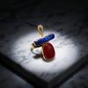 Bague Ankh Nefertiti — Bleu, Rouge & Or 2